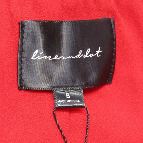 NEW LINE AND DOT Mini Dress Scarlet Red Size S Penni Off The Shoulder Ruffle - Picture 9 of 9